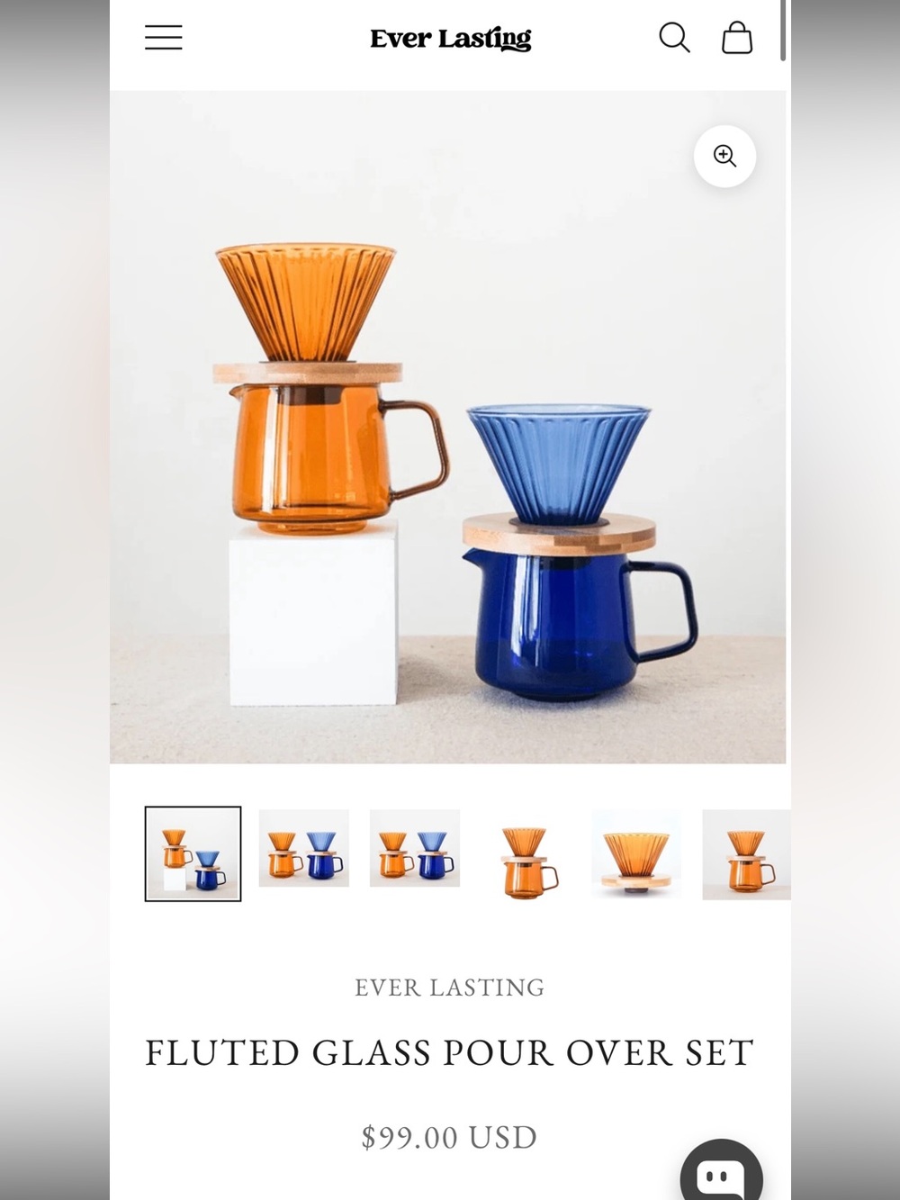 Fluted Glass Pour-Over— Amber Color